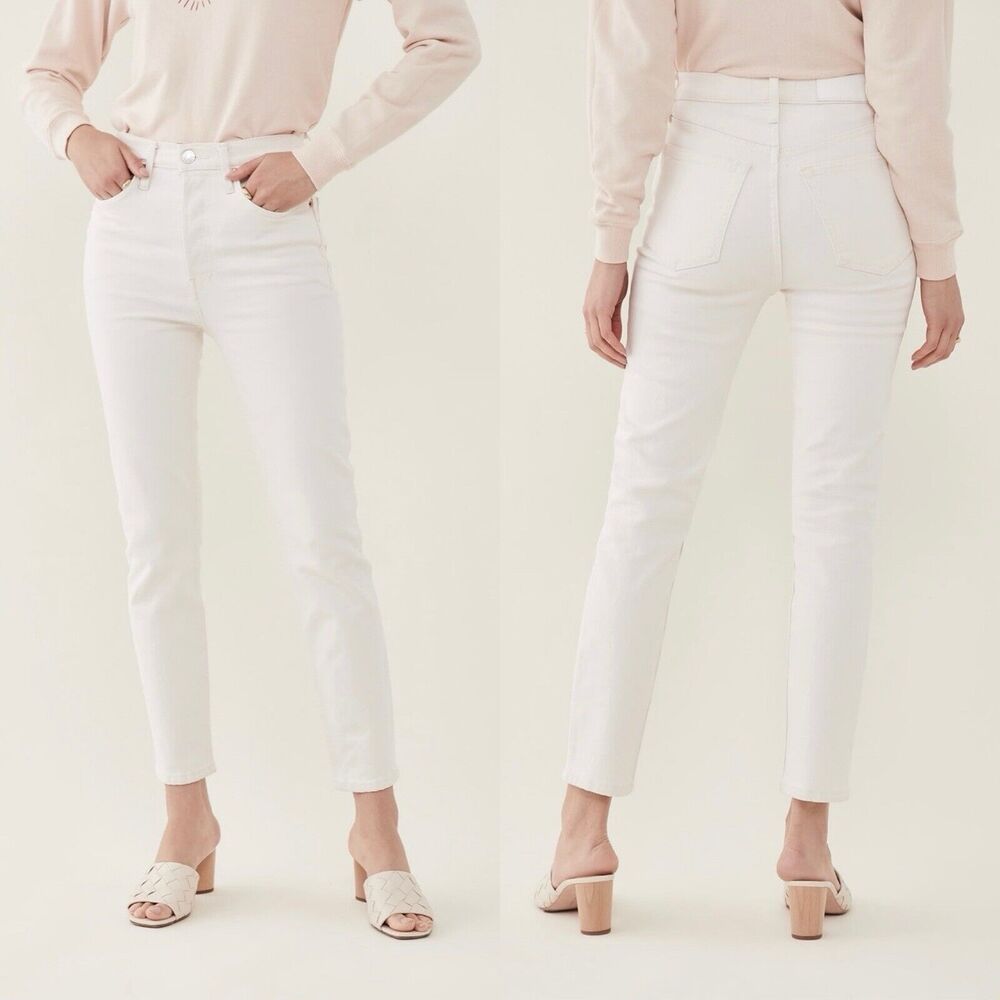 RE/Done Originals 90s High Rise Ankle Crop Jeans 27 Vintage White Slim Straight